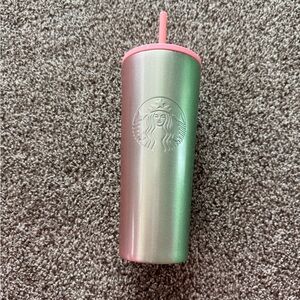 Starbucks Pink and Metallic and Green Tumbler